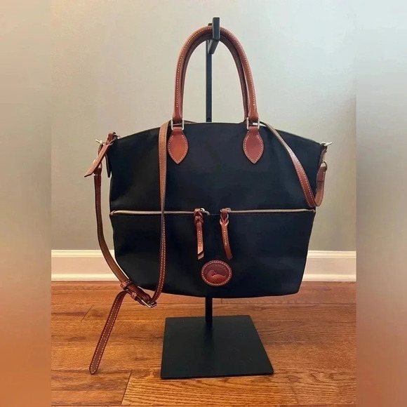 DOONEY & BOURKE Black Nylon/ Leather Trims Bag (Long Strap Is Not The Original) - Picture 1 of 15